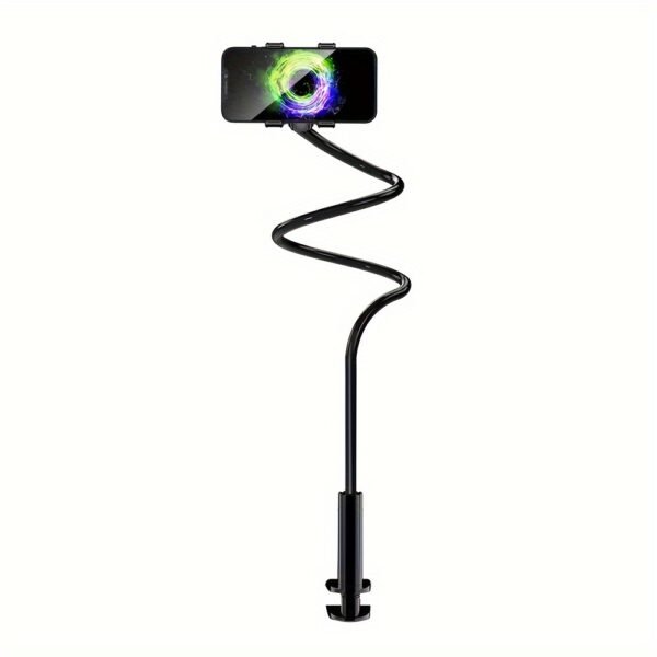 Adjustable Gooseneck Phone Holder Stand, Pedestal-Mounted Plastic Bracket, Flexible Arm Mobile Clip, Hands-Free Smartphone Mount for Bed Desk Office Use - Uncharged Operation - Image 6