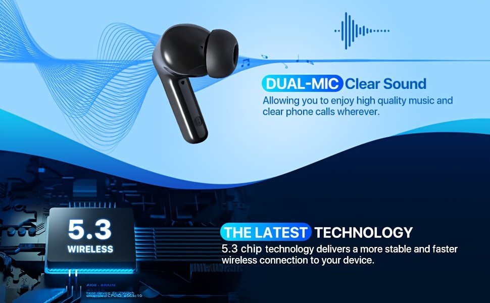 Wireless Earbuds, Bass Stereo Earbuds, Earbuds with Noise-Cancelling Microphone LED Display, In-Ear Earbuds, 36 Hour Playback Time, for Laptops and Mobile Phones, Sports & Fitness, Black. - Image 17