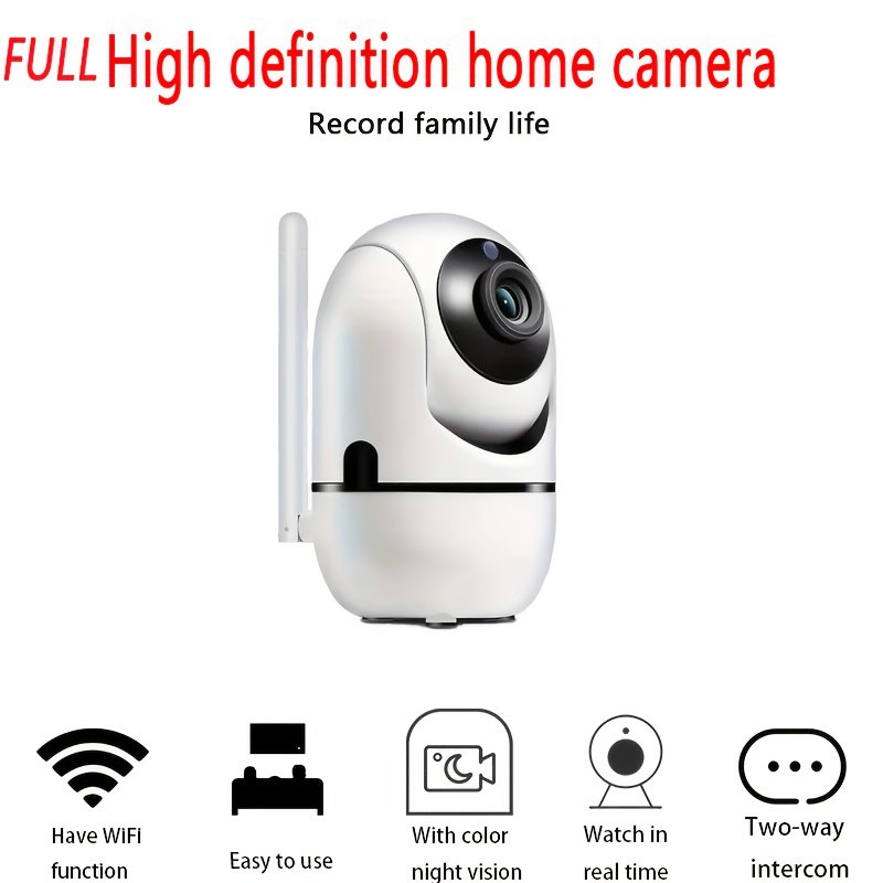 An Indoor Security Wifi Camera, Automatic Tracking, Color Night Vision Home Protection, Two-Way Audio, AI Intelligent Tracking Motion Detection, Suitable for Home Street Security And Monitoring, Can Be Used As Christmas And Halloween Gifts. - Image 4
