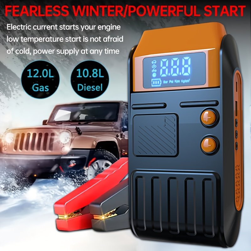 1pc 12V Portable Car Jump Starter with Air Pump, 5-in-1 Lithium Battery Booster, 150 PSI Tire Inflator, USB Powered Rechargeable Battery Pack, Emergency Vehicle Power Supply - Image 4