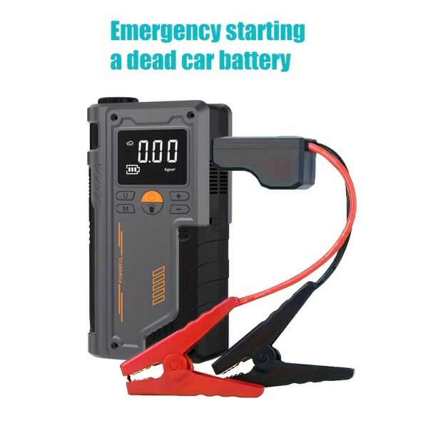 TENGQU Semi-Automatic Car Jump Starter with Portable Air Compressor, Multi-Function Tire Inflator, PVC Material, Non-Waterproof, USB Charging, Operating Voltage ≤36V, 2500A Peak for 12V Vehicles, 8L Gas/6.5L Diesel Engine - Christmas Festival Gift - Image 2