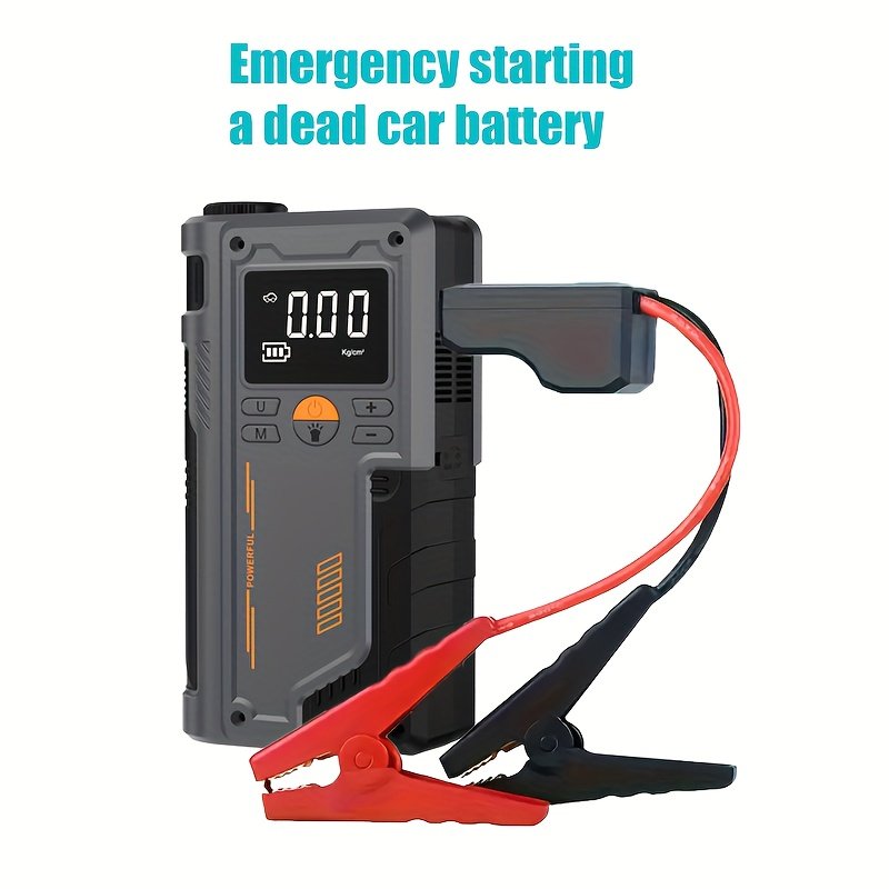 TENGQU Semi-Automatic Car Jump Starter with Portable Air Compressor, Multi-Function Tire Inflator, PVC Material, Non-Waterproof, USB Charging, Operating Voltage ≤36V, 2500A Peak for 12V Vehicles, 8L Gas/6.5L Diesel Engine - Christmas Festival Gift - Image 2