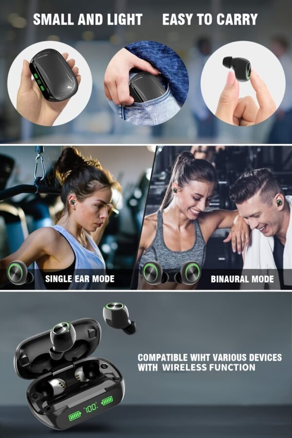 200-Hour Playtime Wireless Earbuds with 1400mAh Charging Case - HD Calls, Deep Bass, ENC Noise Cancellation, IPX7 Waterproof, Touch Control for Running & Workouts, Earbuds Wireless - Image 13