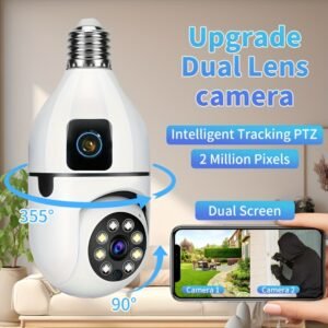 1pc Q11 Dual-Screen Security Camera with Voice Intercom, 1080p HD Video, 355° Pan, 90° Tilt, App Control, Wi-Fi Enabled, Hardwired 110V/220V, Non-Waterproof, Supports Multiple Cameras, No Card Included