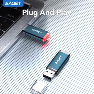 EAGET High-Speed USB 2.0 Flash Drive with LED Indicator - Compact Thumb Memory Stick, Available in 4GB/8GB/16GB/32GB/64GB Capacities, Blue, Pen Drive