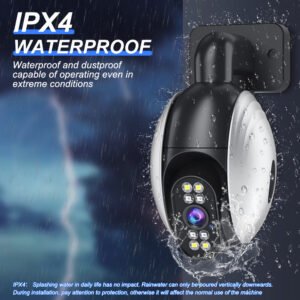 WJG 1 2-Megapixel Wireless WiFi Security Camera, IPX4 Waterproof, 355° Rotation, Color Night Vision, AI Motion Detection, Two-Way Audio, Real-Time Video Recording, Indoor/Outdoor, USB Powered, No Battery/Memory Card, Wall Hanging, LED Lights, 1080p HD Res