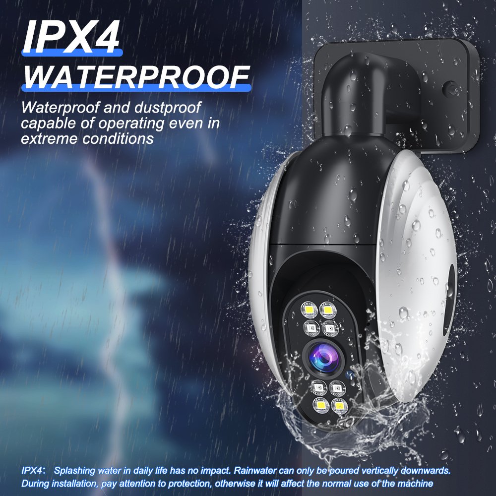 WJG 1 2-Megapixel Wireless WiFi Security Camera, IPX4 Waterproof, 355° Rotation, Color Night Vision, AI Motion Detection, Two-Way Audio, Real-Time Video Recording, Indoor/Outdoor, USB Powered, No Battery/Memory Card, Wall Hanging, LED Lights, 1080p HD Res