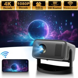 Compact 4K WiFi Projector for Home Theater & Bedroom - Portable, Easy Setup with Remote Control, Compatible with Smartphones, TV Sticks, and More - Ideal for Parties & Gifts, Party Media Projector|Portable Media Projector|Durable Construction