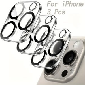 Camera Lens Protector for iPhone 15 Pro and for iPhone 15 Pro Max, 9H Tempered Glass, Anti-Scratch, Case Friendly, Does Not Affect Night Shots, HD Clear, 3pcs