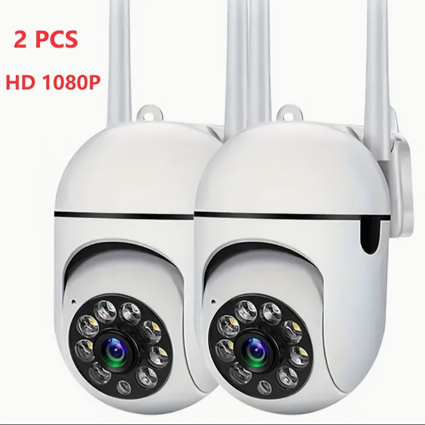 2pcs 1080P HD Security Dome Cameras, Wireless WiFi Connectivity, PTZ Control via App & Amazon Alexa, Motion & Audio Alerts, with Color Night Vision, Wall Hanging, Non-Waterproof, for Indoor/Outdoor Home Security with Spotlight & Siren, USB Powered - Image 5