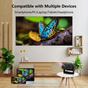 Compact 1080P Mini Projector with Wireless & WiFi - Portable Home Theater for Movies and Videos, USB Interface, Remote Control, Smartphone & Tablet Compatible, 1280x720 HD Resolution, Compact Travel Accessories