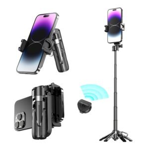 16-inch Extendable Selfie Stick with Wireless Remote, Smartphone Tripod Stand, 360° Rotating, One-Click Expandable, DSLR Style Handle, ABS Waterproof, for iPhone/Samsung/Android, Ideal for Concerts, Travel, Hiking, Live Streaming