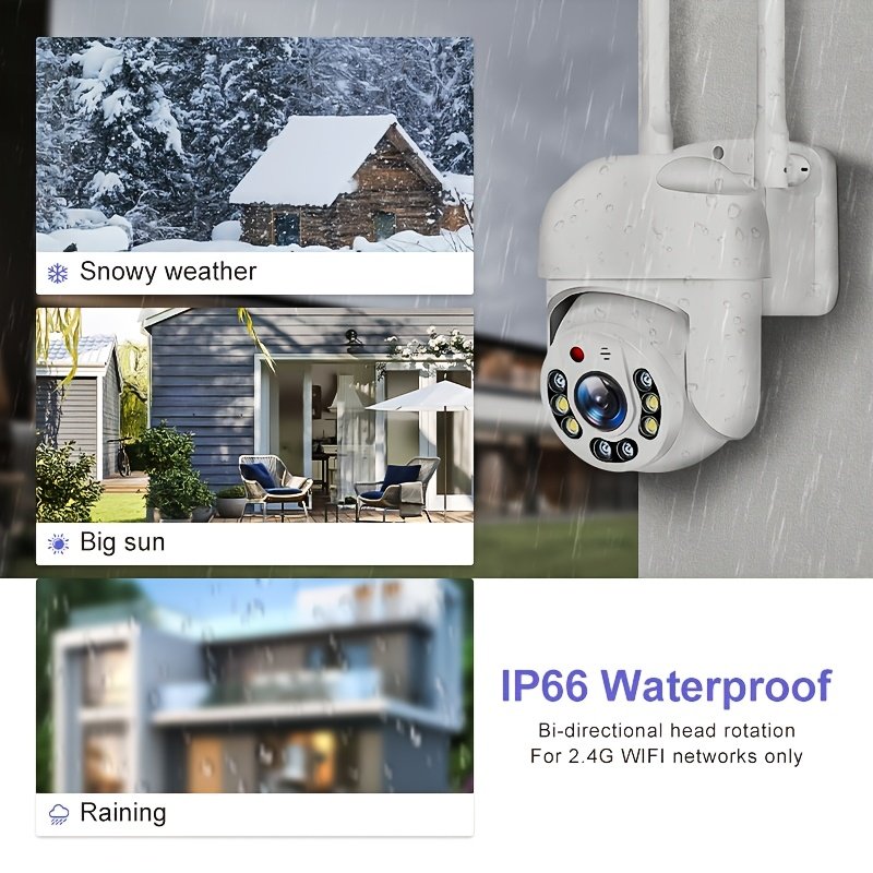 QKH 1080P Outdoor WiFi Security Camera - IP66 Waterproof, PTZ Auto-Tracking with AI Human Detection, Full Color Night Vision, Two-Way Audio, 360° Panoramic View, USB Powered, Christmas Decor - Image 5