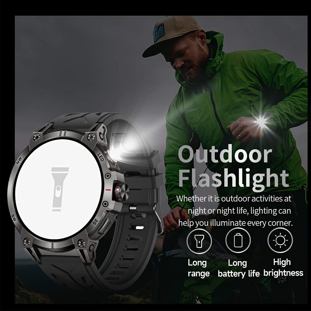 760Mah Smart Watch for Men And Women with LED Flashlight - 1.85-Inch Large Screen, Over 100 Sports Modes, Wireless Calling (Answering/Making Calls), Smart Watch, IP68 Waterproof, AI Voice Outdoor Fitness Watch, Calculator Function, Pedometer Activity Watc - Image 11