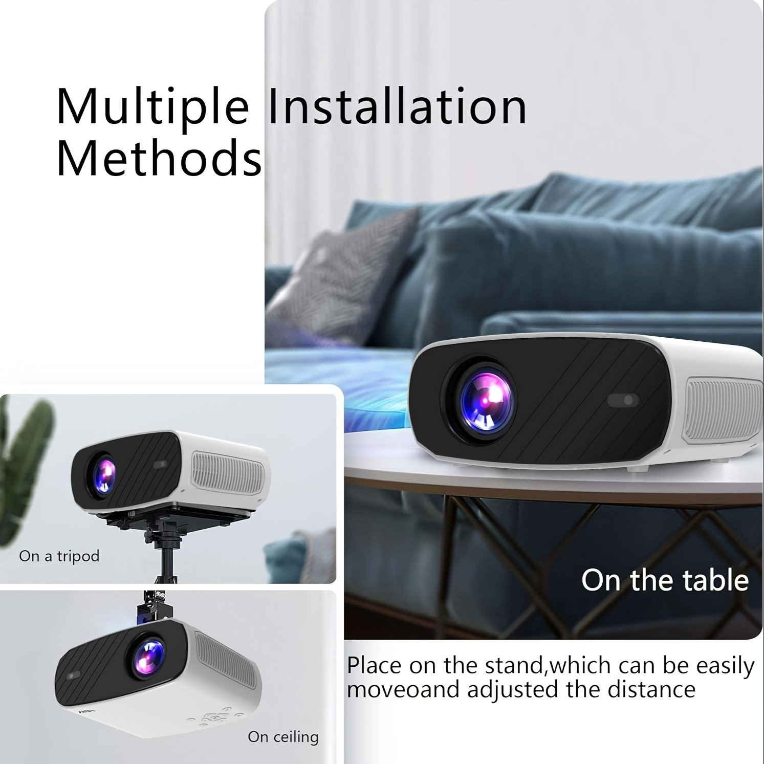 VEXY Android Projector with WIFI Full HD 500 ANSI lumens Home Theater Bedroom Living Room Portable Smart Projector Compatible with HDTV, USB, AV, Fire Stick, PS5, DVD, Laptop, Desktop - Image 5