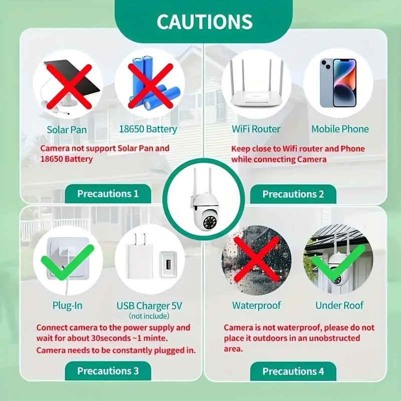 A surveillance camera, two-way intercom home security system, color night vision, AI motion detection, wall hanging, PTZ, two-way audio, application control, USB power supply, support for Wi-Fi, suitable for Christmas and New Year.(charger removed) - Image 5