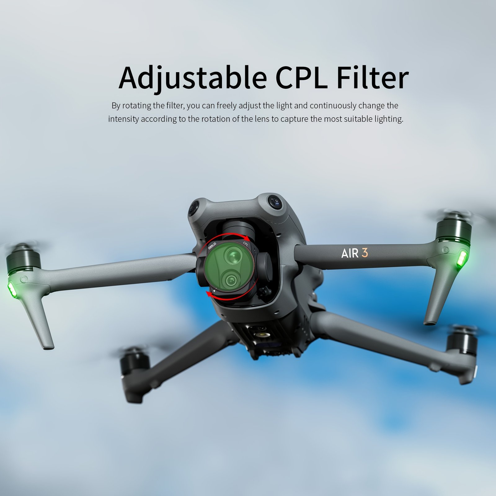 STARTRC 6pcs ND Filter Set for DJI Air 3 - UV, CPL, ND8, ND16, ND32, ND64 - Adjustable Metal Filters with Rectangular Shape