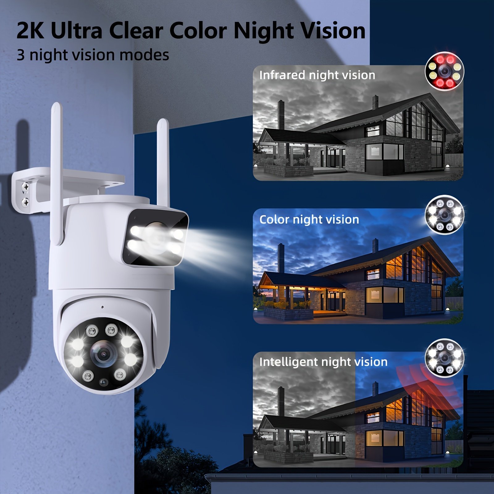 1pc SZSINOCAM 720P HD Wireless Outdoor Security Camera, Dual Lens, 2K Ultra Clear Night Vision, Waterproof, App Control, USB Charging, 360° Pan-Tilt, Motion Detection, Two-Way Audio, No Battery, Wi-Fi Enabled - Image 10