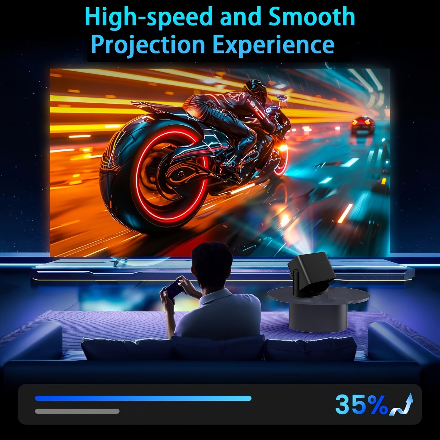 4K Home Theater Projector with Dual WiFi, WiFi6, 200ANSI, HD 1280x720P, Wireless 5.0, Auto Correction, Mali-G312 GPU, Allwinner H713 Processor - Ideal for Movie Nights and Gaming - Image 7