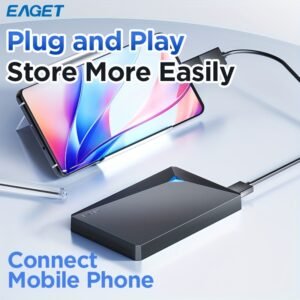 1pc EAGET Portable External Hard Drive - 6.35cm Mechanical HDD with USB 3.0, NTFS File System, Plug and Play Design for PC, Mac, Laptop, PS4, Xbox One - 250GB/320GB/500GB Options