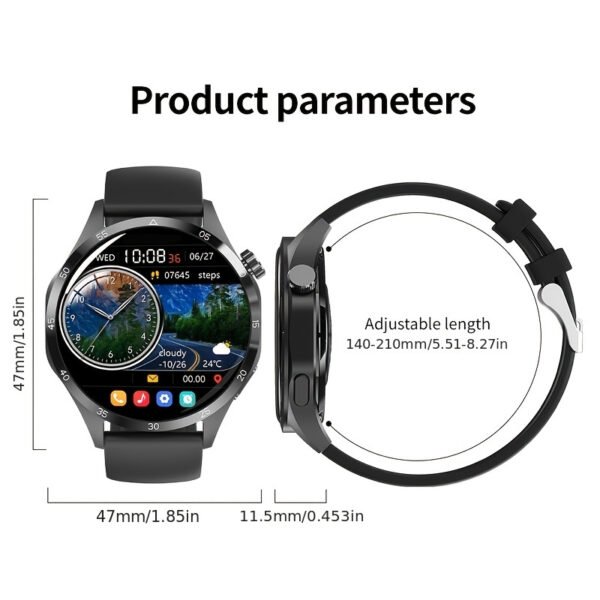 2024 GT4 Pro Smartwatch for Men and Women - 1.53-inch AMOLED HD Screen, 360x360 Resolution, Wireless Calling, NFC, USB Charging, Wireless 5.0, New, Smartwatch, Paearofero - Image 2