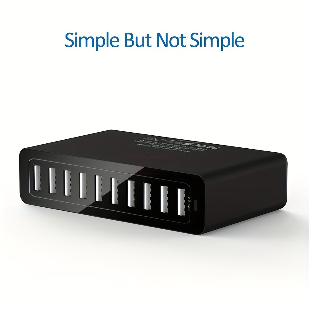 60W Fast Charging 10 Port USB Power Charging Hub PowerPort Multi-Port USB Charger EU Standard Smart Multi Protect VoltageBoost, Power Wall Station, for Samsung Tablet, iPad, iPhone and Other USB Charging - Image 14