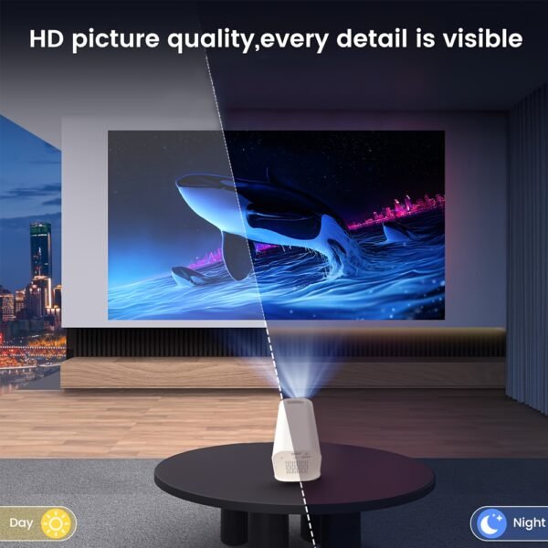 Portable Extendable Mini Projector, 4K 1080P Full HD LCD Screen, with Wi-Fi, 300-Inch Display, 30,000 Lumens, 180° Rotating, Table Mount, Remote Control, 16:9 Aspect Ratio, for Office, Party, Teaching, Suitable for Ages 14+, Ideal Christmas Gift - Image 8