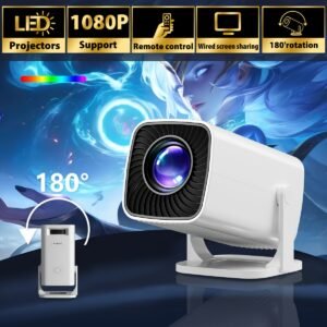 HD Mini Projector European Plug, Suitable for Home Theater And Outdoor Camping, Compatible with HDTV, USB And Stand
