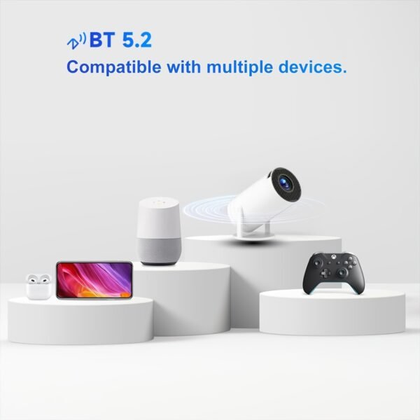 XYA Portable Mini Projector - for Android 12, Wireless 5.2 & WiFi 6, 4K/1080P Hardware Decoder, 130ANSI Brightness, Auto Keystone Correction, Fast Focus for Smartphones, PCs & Home Theater - Sleek Design with Remote Control - Image 4