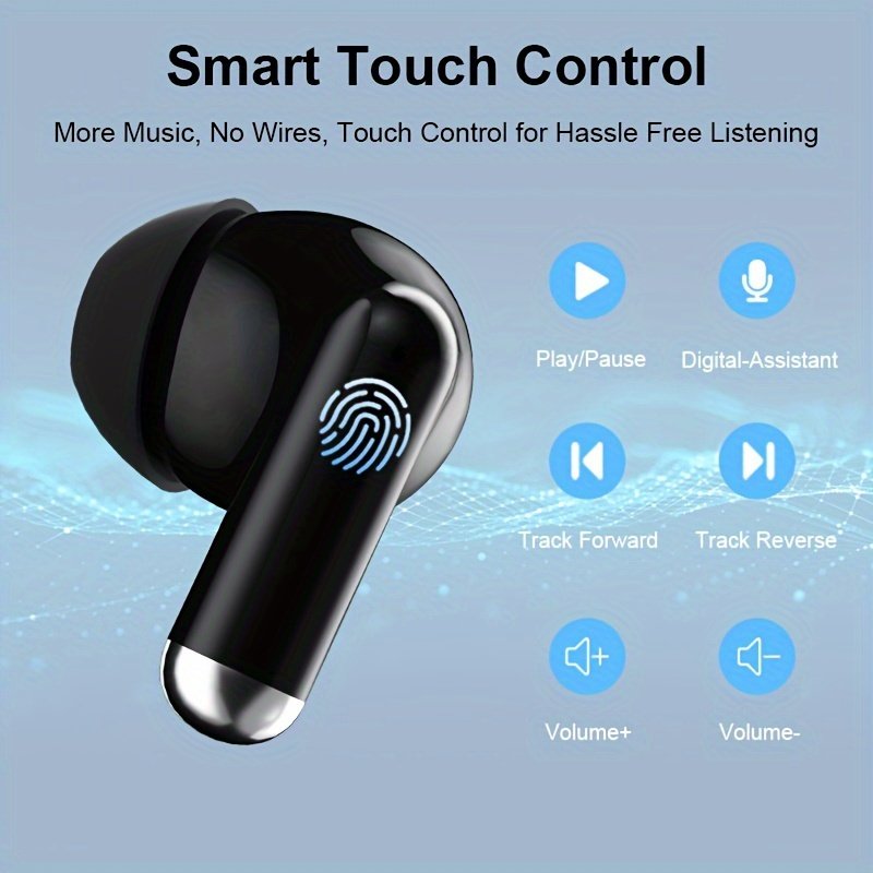 Wireless Headphones, ENC Noise Reduction V5.3 Headphones, 13mm Speaker, 30 Hours Playback Time, Built-in Noise Reduction Microphone, Type-C Fast Charging Box, Stereo for iPhone and for Android, with Digital Display - Image 4