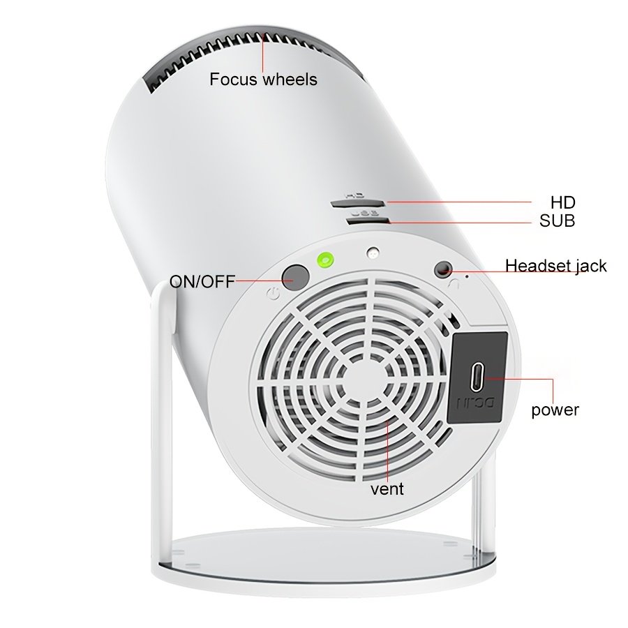 Yleegs P3 Portable Projector, 4K 1080P Full HD, Smart Auto Horizontal Correction, 180° Rotatable, Table Mount, Remote Control, with USB Power, 50-99 Lumens, 16:9 Aspect Ratio, LCOS Display Technology, Android 9.0, Display Port Connectivity, Built-in Speak - Image 4