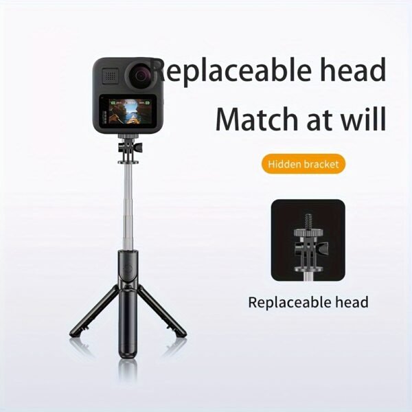 Stainless Steel Selfie Stick Tripod with Wireless Remote, 360° Rotation, Waterproof, Handheld & Tripod Stand Combo, Portable Anti-Shake Monopod for Travel, Live Streaming, and Photography - Image 9