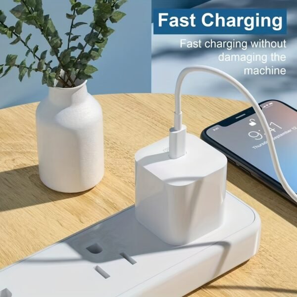 TIENSUN 20W PD Fast Charging USB-C Wall Adapter, European Standard Plug - Sleek White Travel Power Supply for iPhone 15 & for iPad, Quick Charge with Type-C Connector - Image 7