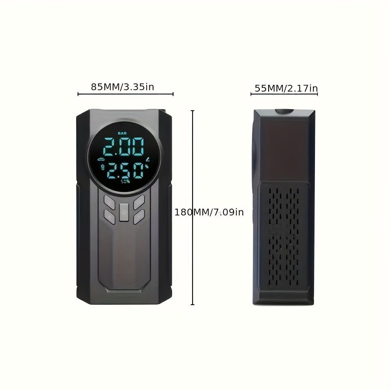Portable Cordless Car Jump Starter & Tire Inflator - USB Rechargeable, LED Display, Flashlight Feature, Large Capacity Storage - Image 2