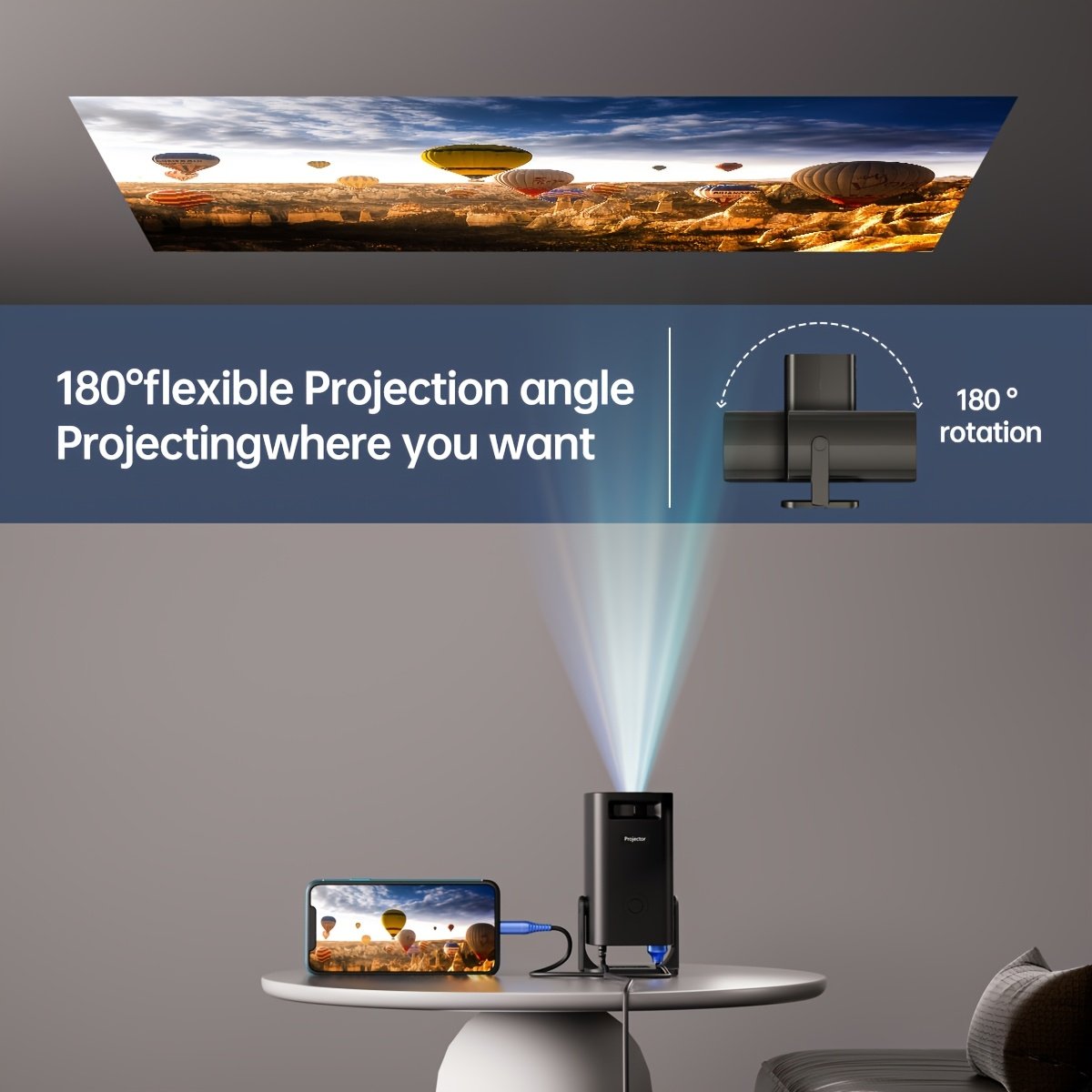 Smart Portable Home Theater Movie Projector - EU Plug, Easy to Carry, Enjoy Anytime, Anywhere, Upgrade Your Viewing Experience HD Mini Projector - Vivid 3D Vision, Small And Portable, Compatible with a Variety of Devices, Suitable for Home Theater/Office - Image 5