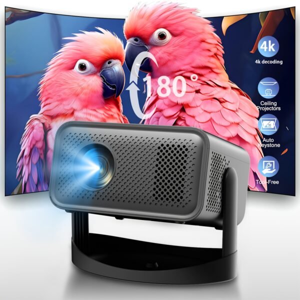 Portable Projector with WiFi, 1080P, 4K Support Projector, Built-in Apps, 180° Adjustable, Auto Focus, Compatible with TV Stick/USB/Laptop, Suitable for Home Theater, Conference Office - Image 4