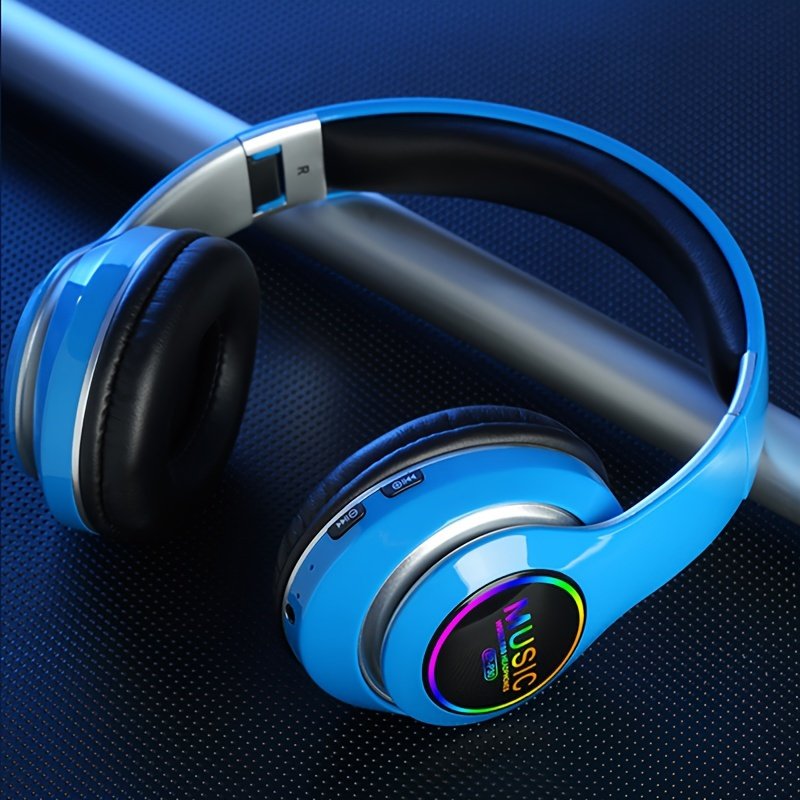 Wireless earphones, multi-color LED lights, comfortable foldable earphones, for tablet/PC/phone/birthday/Christmas/travel gifts. Popular wireless earphones, head mounted wireless earphones, and foldable earbuds. - Image 9