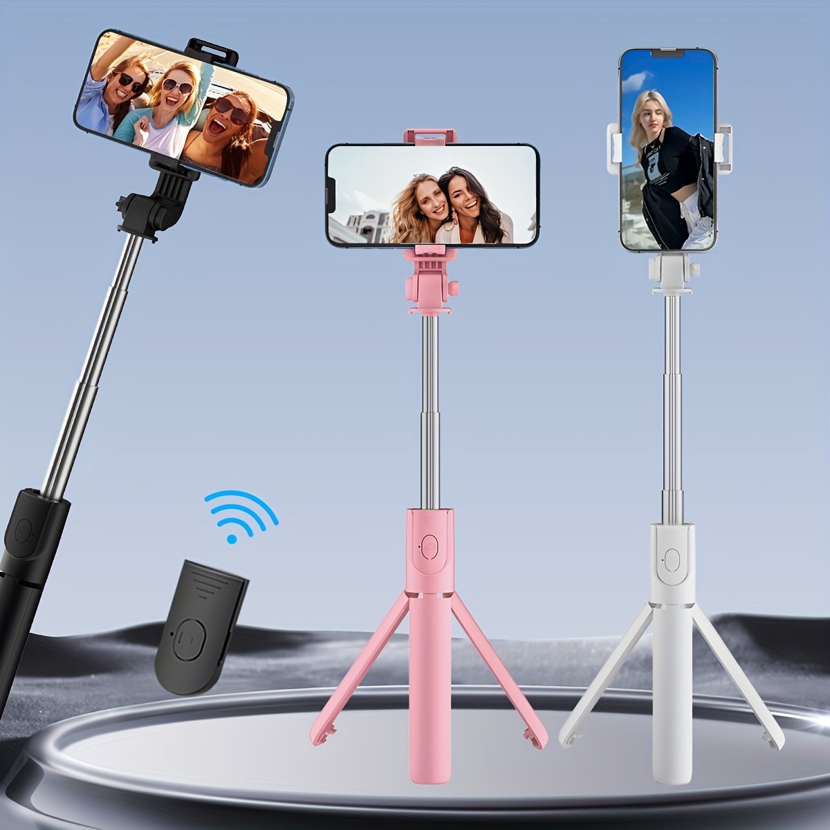 1pc 360° Rotatable Wireless Selfie Stick Tripod, Panoramic Smartphone Stand for Travel, Outdoors, Live Streaming & Video Recording, Plastic, Battery Powered, Non-rechargeable Button Battery, ≤36V - Image 9