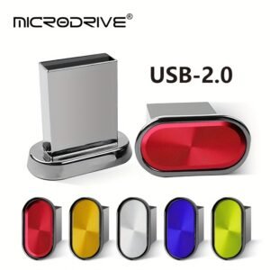 MICRODRIVE USB 2.0 Flash Drives - High-Speed Metal Pen Drive with Portable Button Design, Multi-Capacity 8GB/16GB/32GB/64GB/128GB, Full Compatibility with PC, Laptop, TV - Plug & Play Storage Device