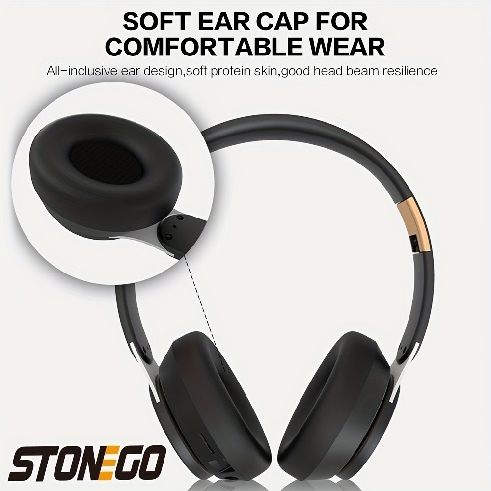 STONEGO 1pc Wireless Foldable Headphones, Comfortable for Long Time Listening, Adjustable Headband Design for Traveling, Working And Gaming - High-Quality Sound, Rechargeable Battery, Long Battery Life for Daily Use. - Image 5