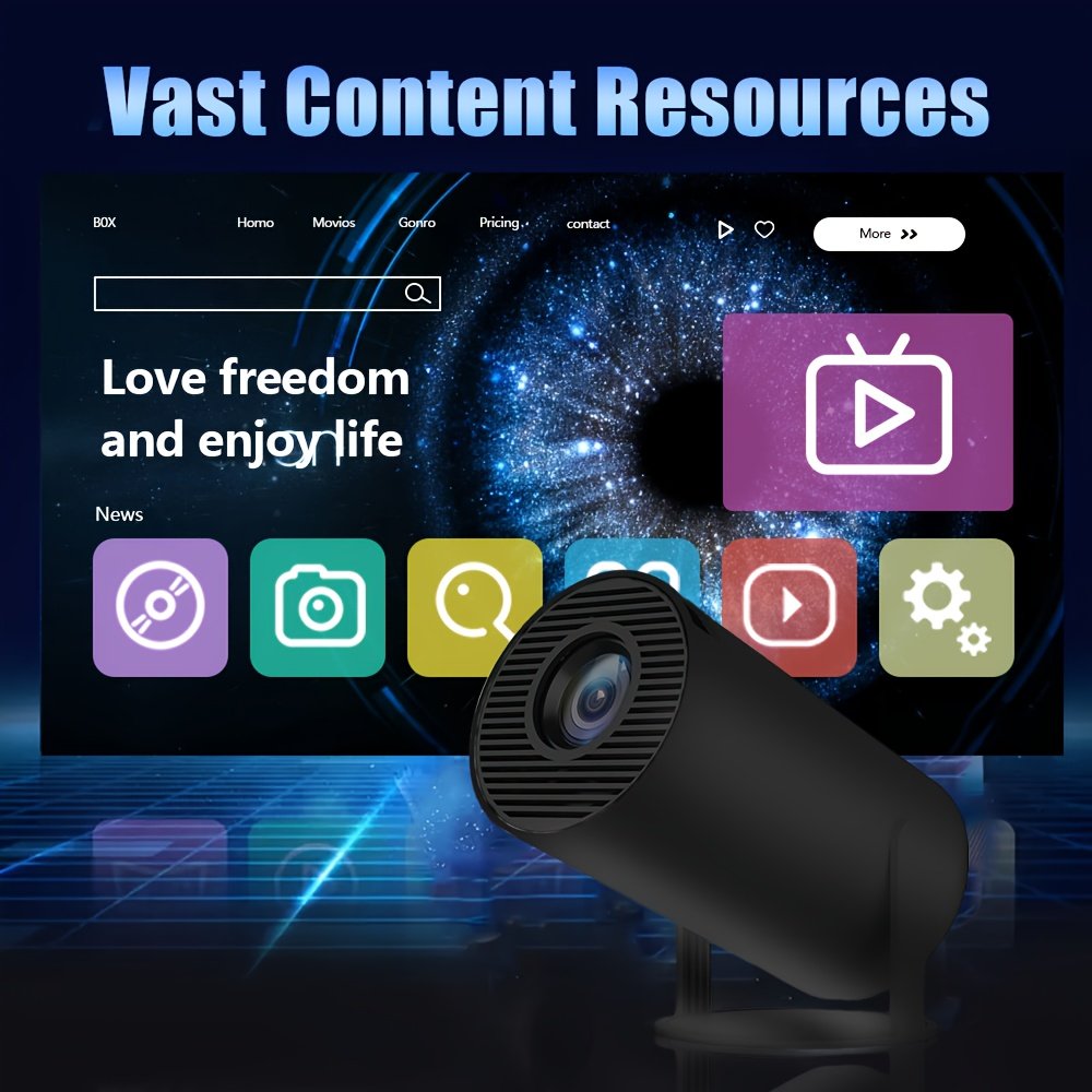 YIeegs 4K Mini Portable Projector - Dual WiFi, Wireless 5.0, Hi-Chip A3100, 160ANSI, 1280*720P, 180° Rotation, Built-in for Android 11.0 OS, EU Plug - Image 7
