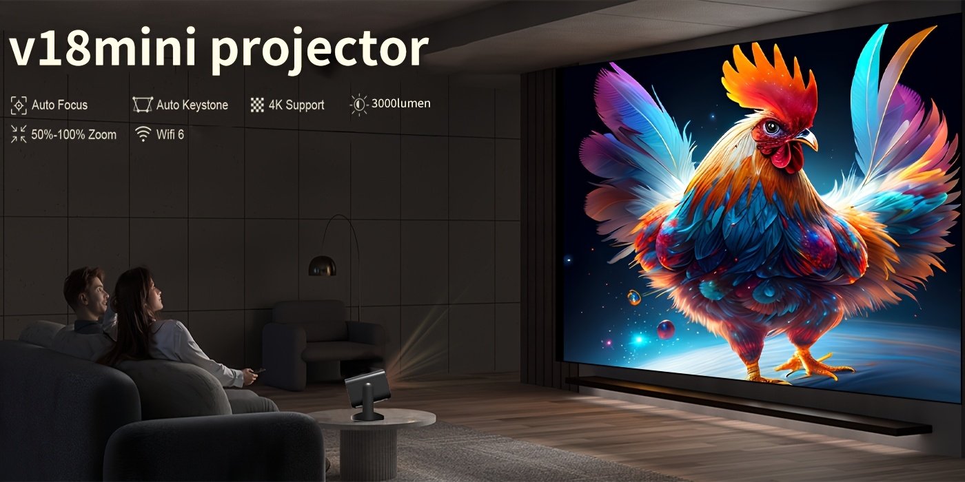 ZRZTM 4K 2025Portable Projector, Home Theater, Mini Projector with External Steering Console, Native 1080P Full HD, Android 11 and WiFi Support, Compatible with TV Stick/USB/Tablet/Windows - Image 11