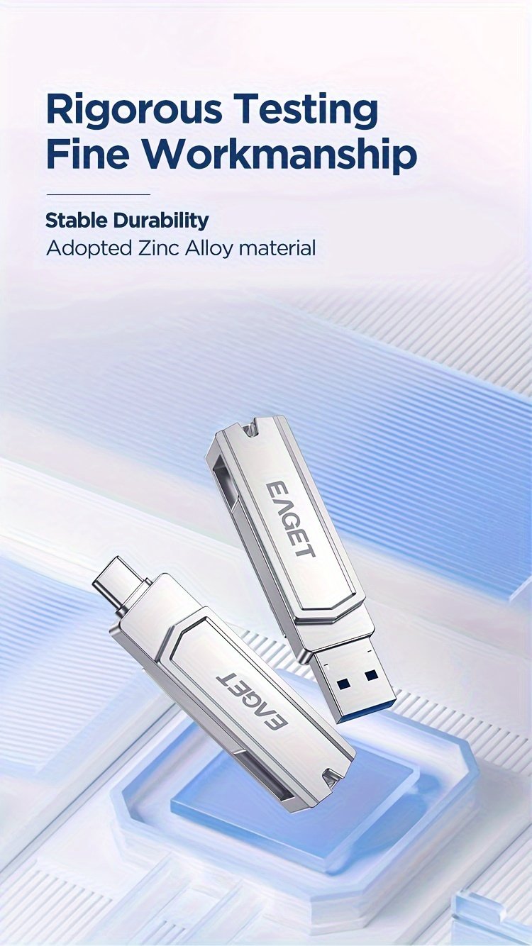 EAGET USB3.2 Flash Drive OTG 1TB Metal U Disk 360° rotates USB Memory Stick 512GB High Speed Memory Stick Pen Drive 32GB 64GB 128GB 256GB USB-A Or Typc-C Flash Drive Disk - Image 12