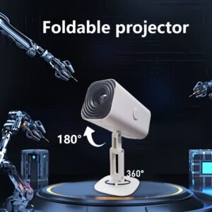 Portable Extendable Mini Projector, 4K 1080P Full HD LCD Screen, with Wi-Fi, 300-Inch Display, 30,000 Lumens, 180° Rotating, Table Mount, Remote Control, 16:9 Aspect Ratio, for Office, Party, Teaching, Suitable for Ages 14+, Ideal Christmas Gift