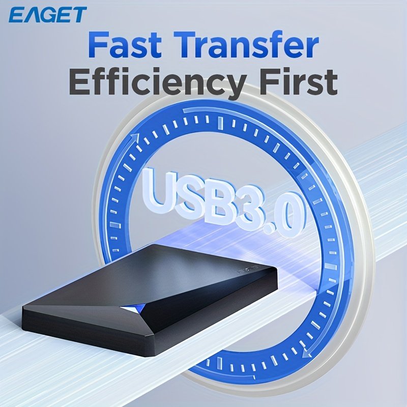 1pc EAGET Portable External Hard Drive - 6.35cm Mechanical HDD with USB 3.0, NTFS File System, Plug and Play Design for PC, Mac, Laptop, PS4, Xbox One - 250GB/320GB/500GB Options - Image 4