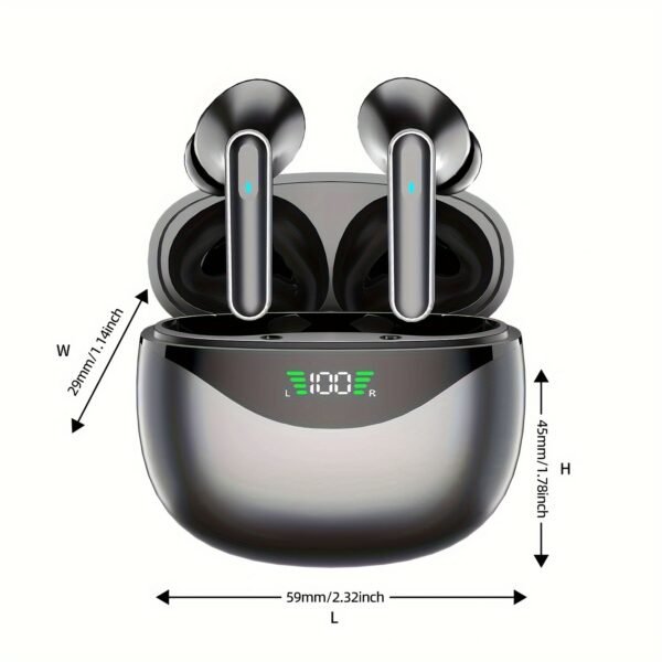 1 Pair LIFEBEE True Wireless Earbuds with Digital LED Power Display, TWS In-Ear Headphones with ENC Noise Cancelling, Built-in Condenser Mic, Sports Exercise Earphones with Deep Bass, Type-C Rechargeable Case, 300mAh Lithium Polymer Battery, Wireless Open - Image 4