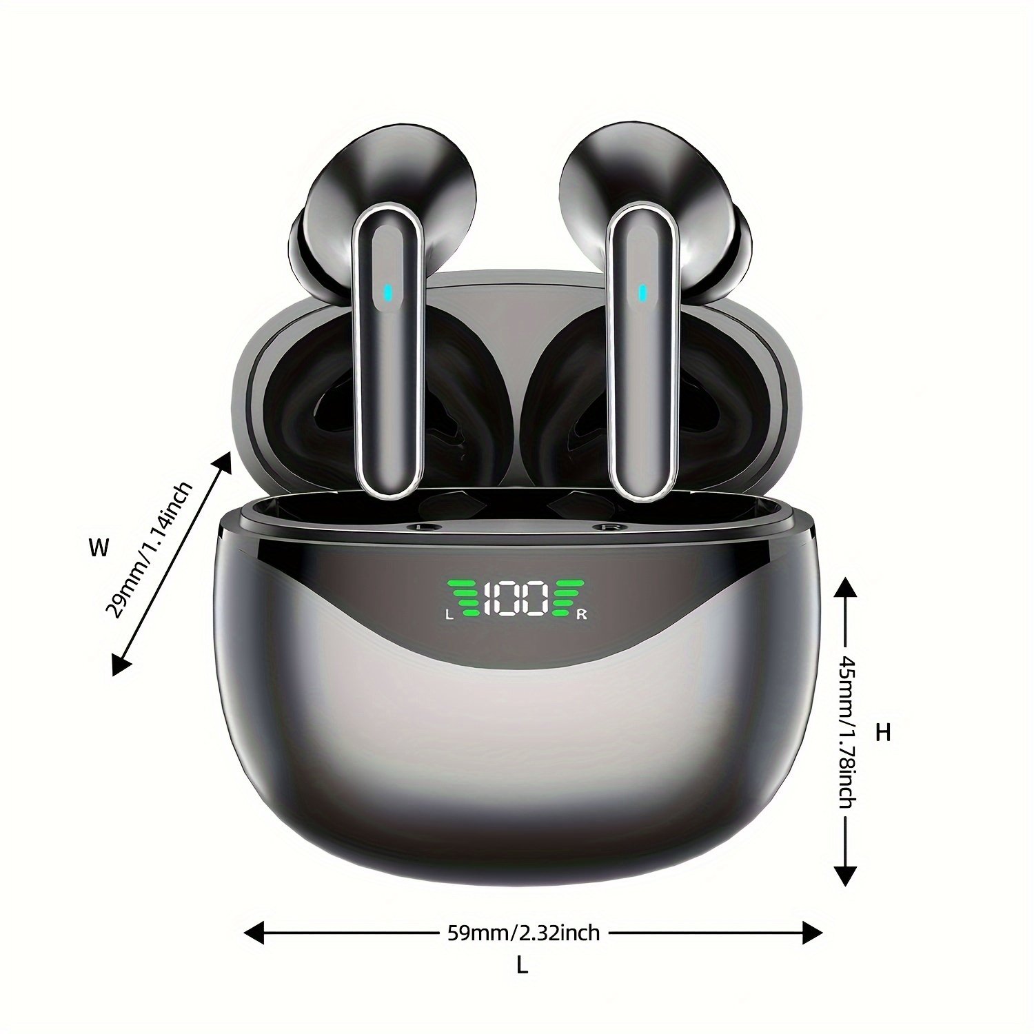 1 Pair LIFEBEE True Wireless Earbuds with Digital LED Power Display, TWS In-Ear Headphones with ENC Noise Cancelling, Built-in Condenser Mic, Sports Exercise Earphones with Deep Bass, Type-C Rechargeable Case, 300mAh Lithium Polymer Battery, Wireless Open - Image 4