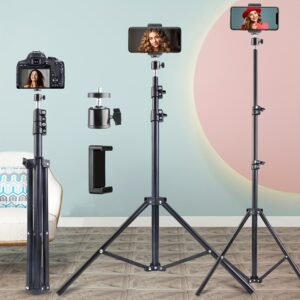 160.02 Cm Mobile Phone Holder Tripod With Phone Clip, Expandable Metal Bracket, Portable Outdoor Shooting Tool, Outdoor Live Streaming Photography Tripod