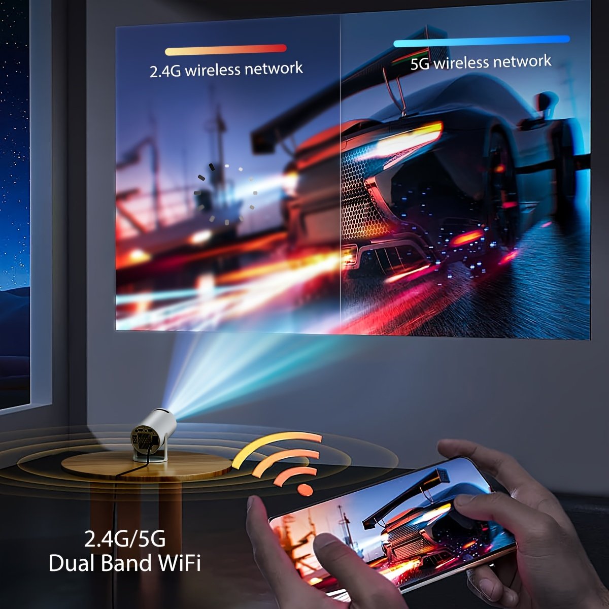 This High-Definition Mini Projector Features Wifi Connectivity, Automatic Keystone Correction, And a Bright LED Display. It Is Compatible with Ios, Android, And Windows, And Works with TV Sticks, Smartphones, PS4, And USB Devices. It Includes a Remote Con - Image 5