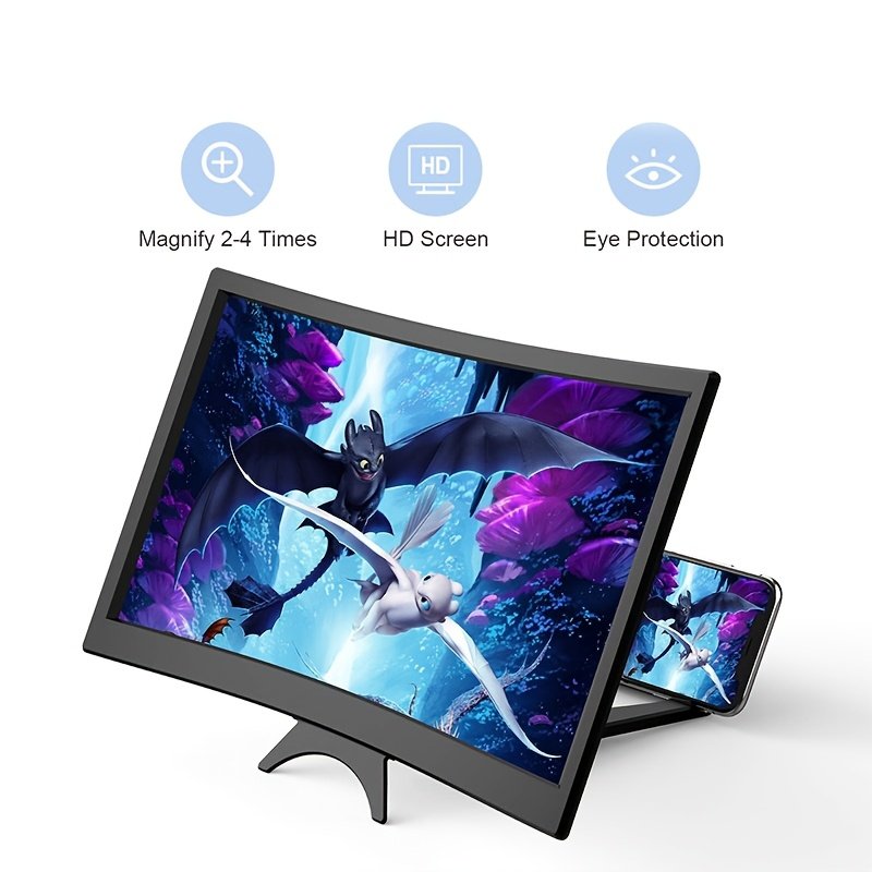 2-in-1 Mobile Screen Amplifier, High-Definition 3D Magnifying Glass Holder, Eye Protection, Portable ABS Lazy Person Stand, Non-Waterproof, for Smartphones and Tablets - Image 3